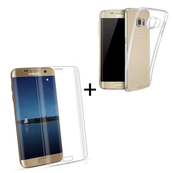 Film de protection en Verre trempé transparent + coque de protection pour Samsung Galaxy S7 Edge