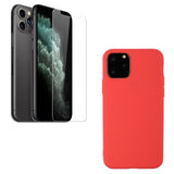 Coque de protection Rouge + Film de protection en Verre trempé pour iPhone 11 Pro max
