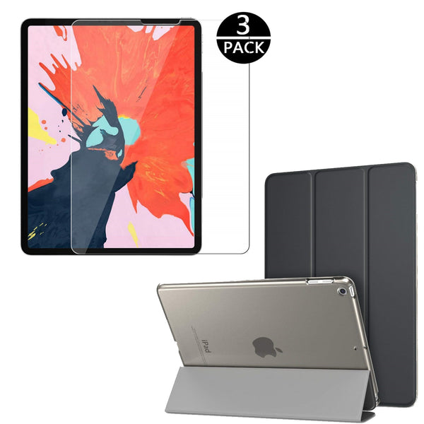 Coque Smart Noir pour iPad pro 12.9 2018 + Vitre de protection
