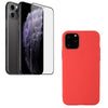 Coque de protection Rouge + Verre trempé bords noir pour iPhone 11 Pro