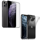 Coque de protection transparente + Verre trempé bords noir pour iPhone 11