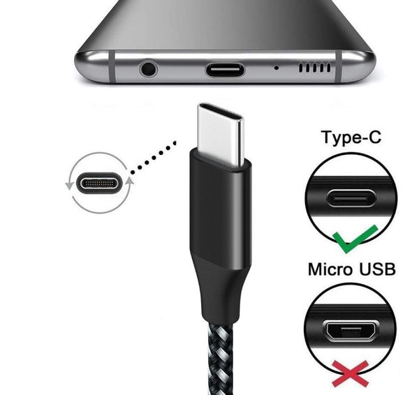 Câble de recharge nylon Noir USB vers Type USB-C - 1M