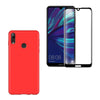 Coque de protection Rouge + Verre trempé bords noir pour Huawei Y7 2019