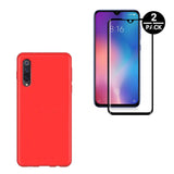 Coque de protection Rouge + Verre trempé bords noir pour Xiaomi Mi 9