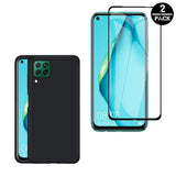 Coque de protection Noir + Verre trempé bords noir pour Huawei P40 Lite