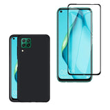 Coque de protection Noir + Verre trempé bords noir pour Huawei P40 Lite