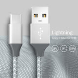 Câble de recharge nylon Argent USB vers Type USB-C - 1M